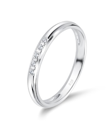 Simple Designed With CZ Stone Silver Ring NSR-4060